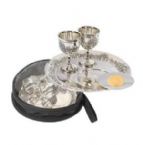 Communion Set Silverplated Cups & Plates w/Bag by Holy Land Gifts